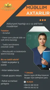 Abituriyent hazırlığı və 1–11 sinif fənn müəllimləri axtarılır
